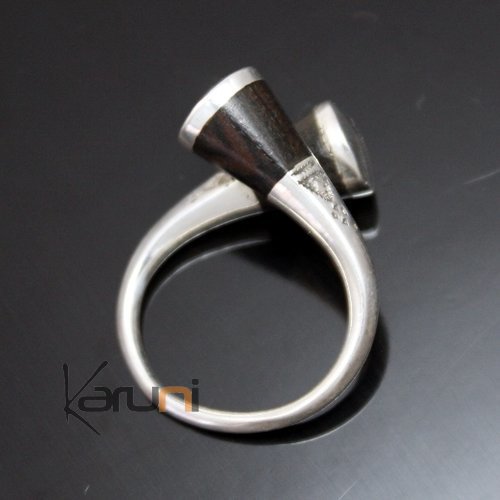 Ethnic Cross Ring Sterling Silver Jewelry Ebony Engraved Cone Tuareg Tribe Design  KARUNI c