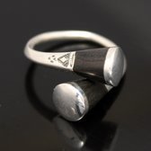 Ethnic Cross Ring Sterling Silver Jewelry Ebony Engraved Cone Tuareg Tribe Design  KARUNI