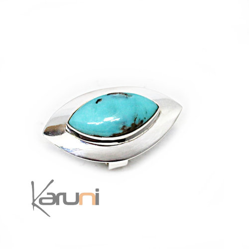 925 Sterling Silver Ring Long Turquoise 1132
