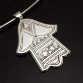 African Necklace Pendant Sterling Silver Ethnic Jewelry Fatma Hand Khamsa Tuareg Tribe Design 04