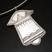 African Necklace Pendant Sterling Silver Ethnic Jewelry Fatma Hand Khamsa Tuareg Tribe Design 03