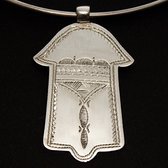 Handmade Silver Pendant Necklace by Fatma Khamsa 06