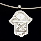 African Necklace Pendant Sterling Silver Ethnic Jewelry Small Fatma Hand Khamsa Tuareg Tribe Design 01