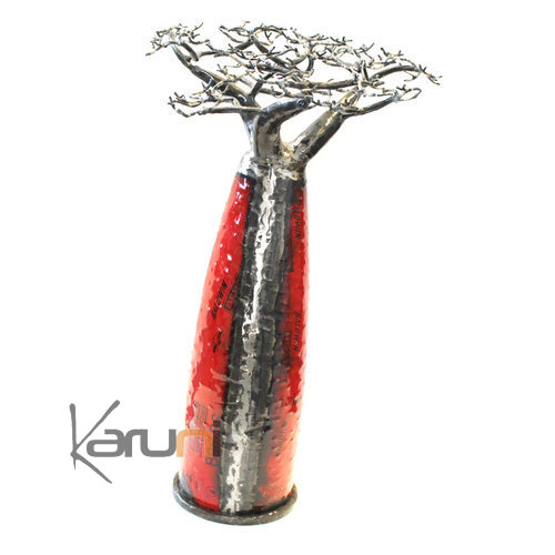 Jewelry Tree Baobab design jewelry holder 40 cm recycled metal Red