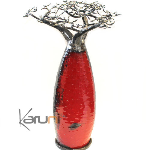 Jewelry Tree Baobab design jewelry holder 40 cm recycled metal Red