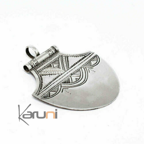 African Necklace Pendant Sterling Silver   Lotus Tuareg Tribe Design 