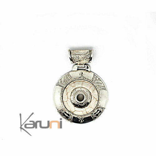 Pendant Sterling Silver Ethnic  white Howlite