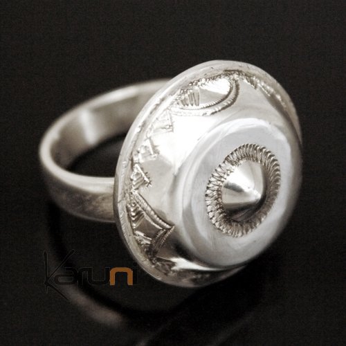 Ethnic Dome Ring Jewelry Sterling Silver Tuareg Tribe Design KARUNI 