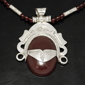 Agate, sterling silver godess pendant