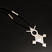 Ethnic Southern Cross Necklace Sterling Silver Jewelry Black Onyx Beads from Agadez Niger Tuareg Tribe Design 02